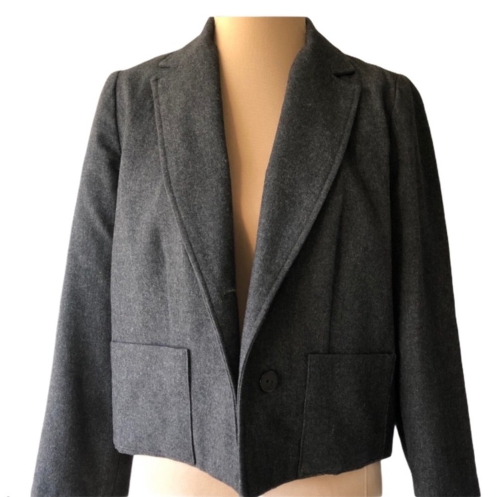Pendleton Grey Wool Crop Blazer Medium/Large